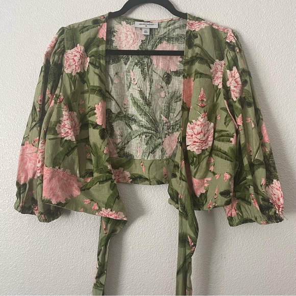 Final Price Agua Bendita x Target Linen Blend Floral Tropical Wrap Crop Top XXL - Picture 2 of 10